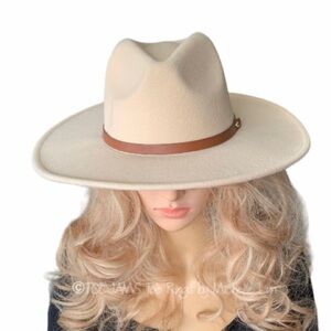 HAT Ivory Off White Fedora Hat Removable Hat Band Cowboy Bohemian Hat